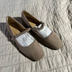 H&M Suede-Look Mary Jane Flats – Taupe – EU 37 / US 6 (Fit More Like 6.5–7)